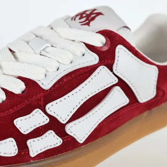 Red White Suede Upper Geometric Overlays Sneakers 6
