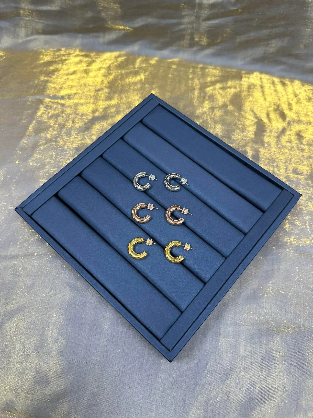 Rose Gold C-Shaped Hoop Earrings 6