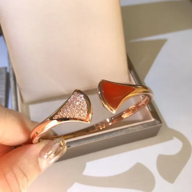 Rose Gold Fan-Shaped Pavé and Cabochon Stone Rings 3