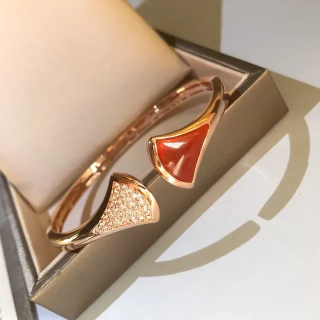 Rose Gold Fan-Shaped Pavé and Cabochon Stone Rings 7