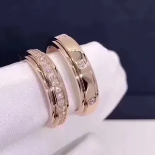 Anillos apilables de diamantes con pavé y channel-set en oro rosa