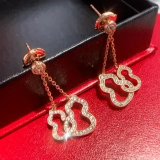Rose Gold Pavé Cloud Motif Dangling Earrings