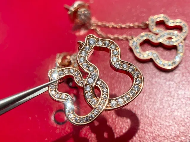 Rose Gold Pavé Cloud Motif Dangling Earrings 2