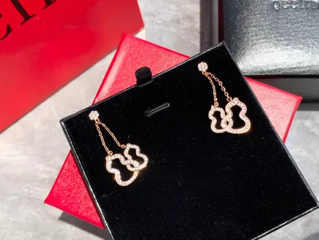 Rose Gold Pavé Cloud Motif Dangling Earrings 3