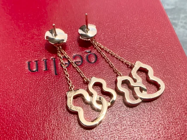Rose Gold Pavé Cloud Motif Dangling Earrings 4