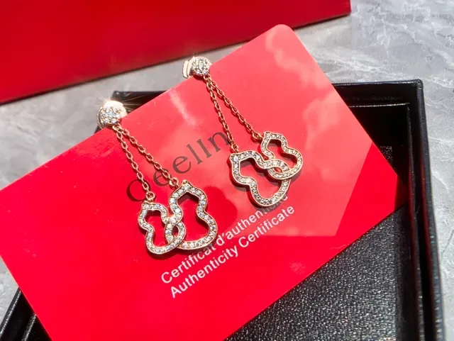 Rose Gold Pavé Cloud Motif Dangling Earrings 5