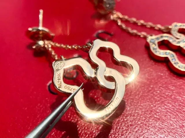 Rose Gold Pavé Cloud Motif Dangling Earrings 7