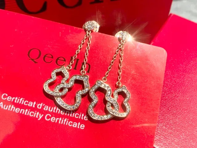 Rose Gold Pavé Cloud Motif Dangling Earrings 8