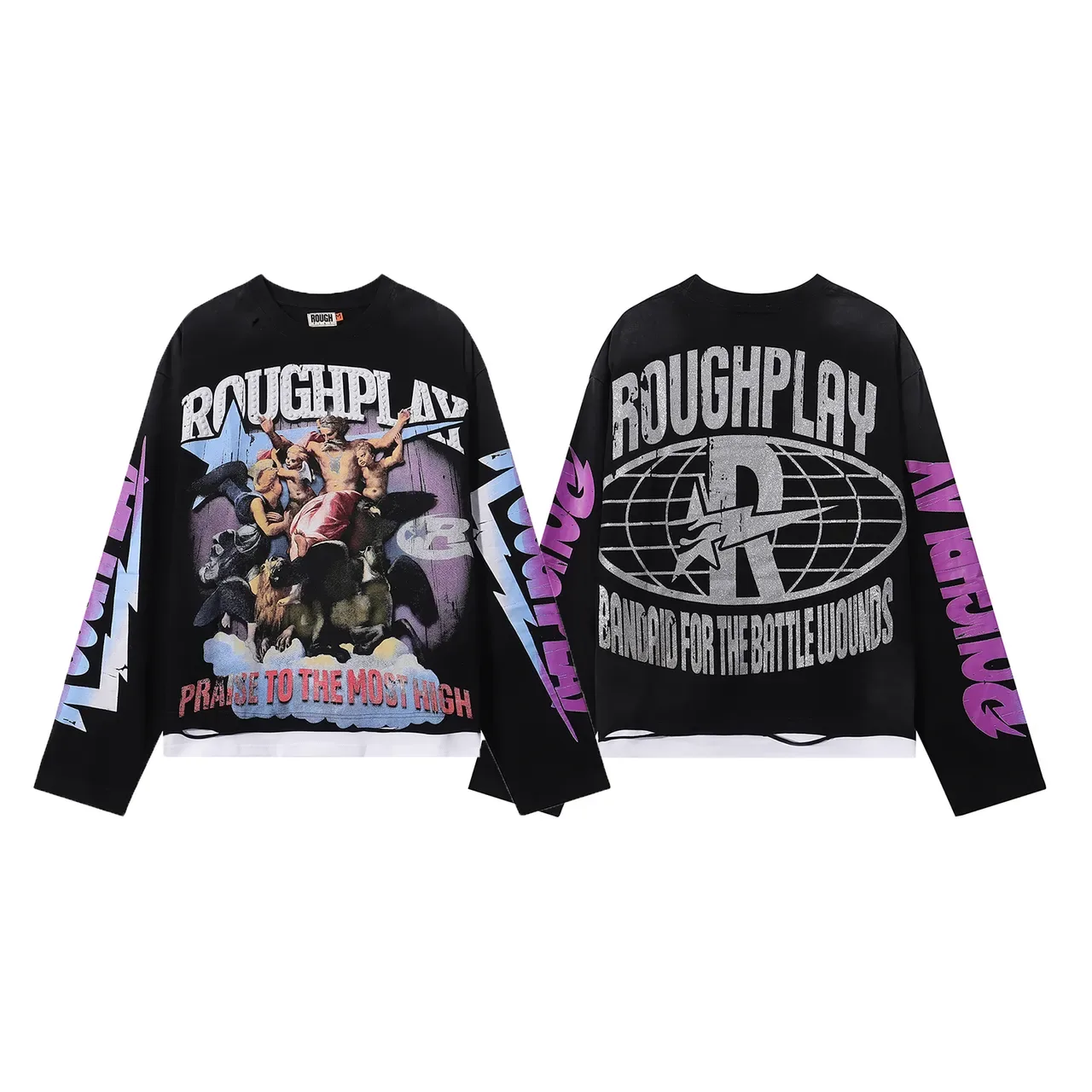 ROUGH Black Purple Oversized Graphic-Print Top 5