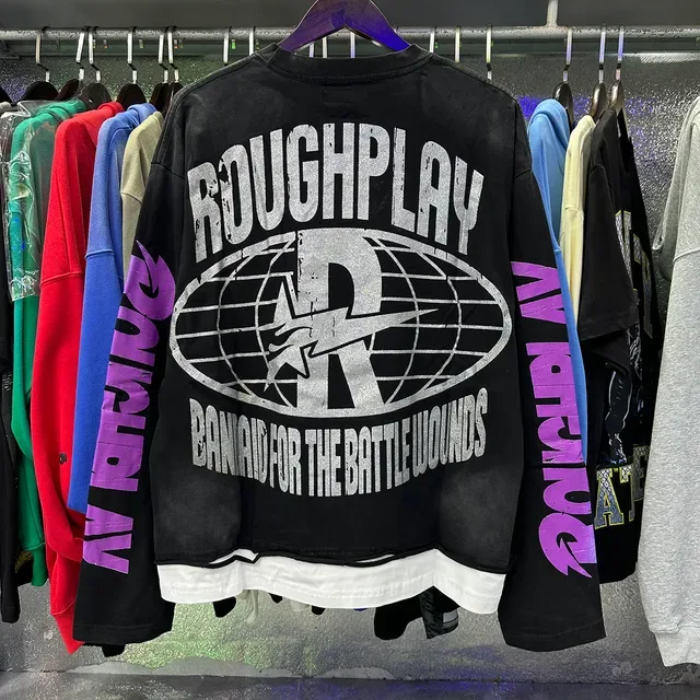 ROUGH Black Purple Oversized Graphic-Print Top 6