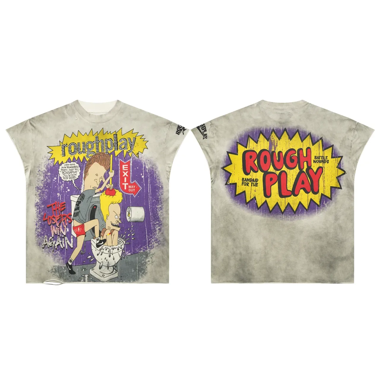Roughplay Tie-Dye Distressed Graphic Print Oversized T-Shirt 2
