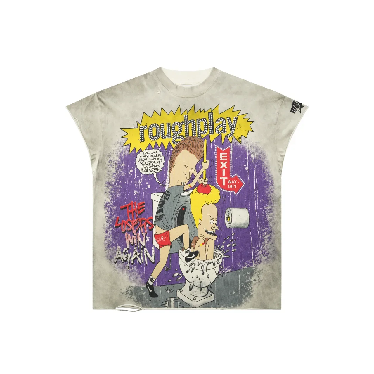Roughplay Tie-Dye Distressed Graphic Print Oversized T-Shirt 3