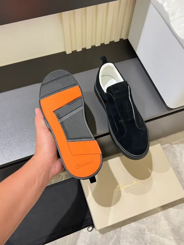 Santoni Black Suede Slip-On Lifestyle Sneakers 4
