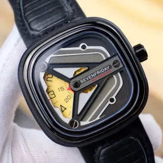 SEVENFRIDAY P1 Series Black Case Yellow Subdial Mechanical Watch
