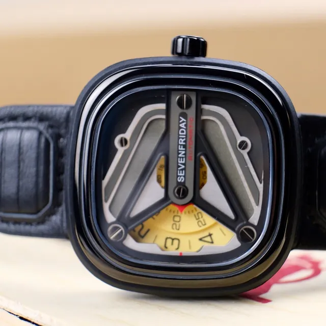 SEVENFRIDAY P1 Series Black Case Yellow Subdial Mechanical Watch 5