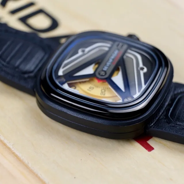 SEVENFRIDAY P1 Series Black Case Yellow Subdial Mechanical Watch 7