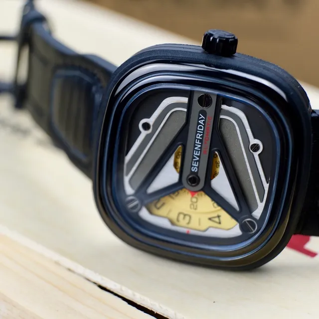 SEVENFRIDAY P1 Series Black Case Yellow Subdial Mechanical Watch 8