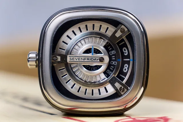 SEVENFRIDAY Silver Black Industrial Design Layered Concentric Dial Mechanical Watch 6