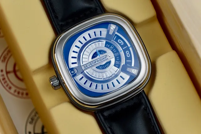 SEVENFRIDAY Silver Black Industrial Design Layered Concentric Dial Mechanical Watch 9