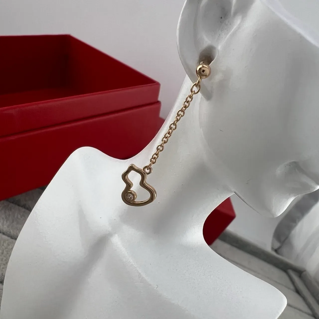 Silver and Gold Heart Charm Dangling Chain Earrings 5