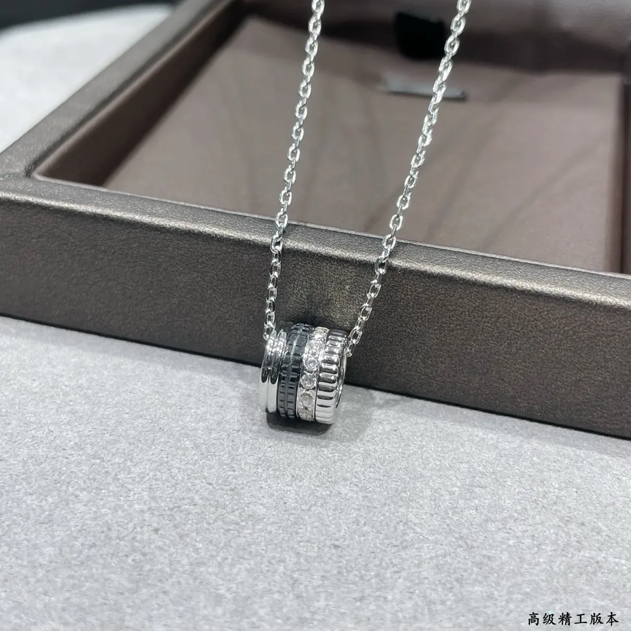 Silver and Gold Multi-Band Pavé Pendant Necklaces 5