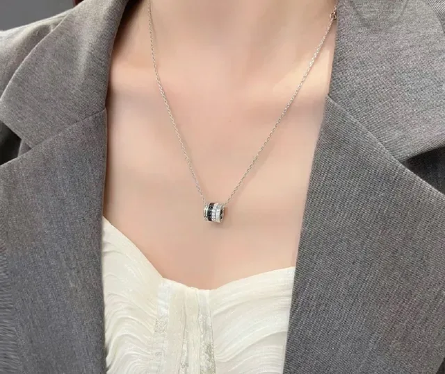 Silver and Gold Multi-Band Pavé Pendant Necklaces 9