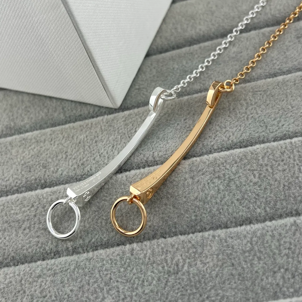 Silver and Gold Tone Curved Hook Toggle Chain Necklaces 5