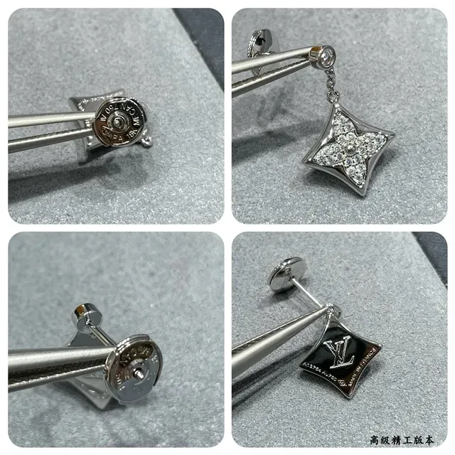 Silver and Gold Tone Star-Pavé Dangling Stud Earrings 6