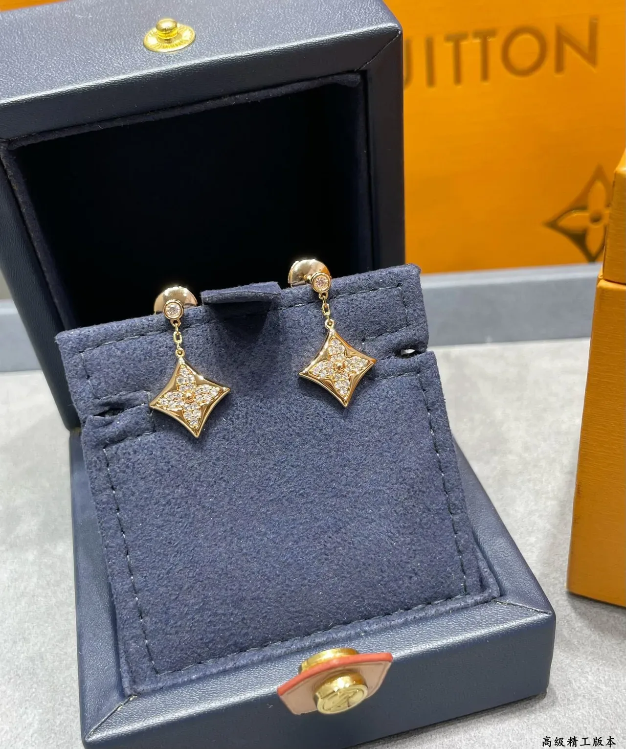 Silver and Gold Tone Star-Pavé Dangling Stud Earrings 7