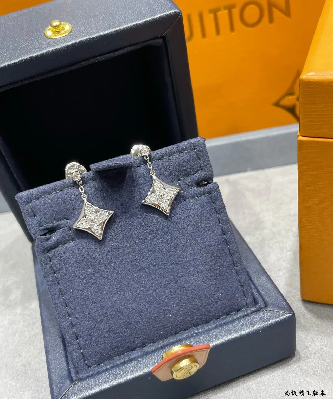 Silver and Gold Tone Star-Pavé Dangling Stud Earrings 8