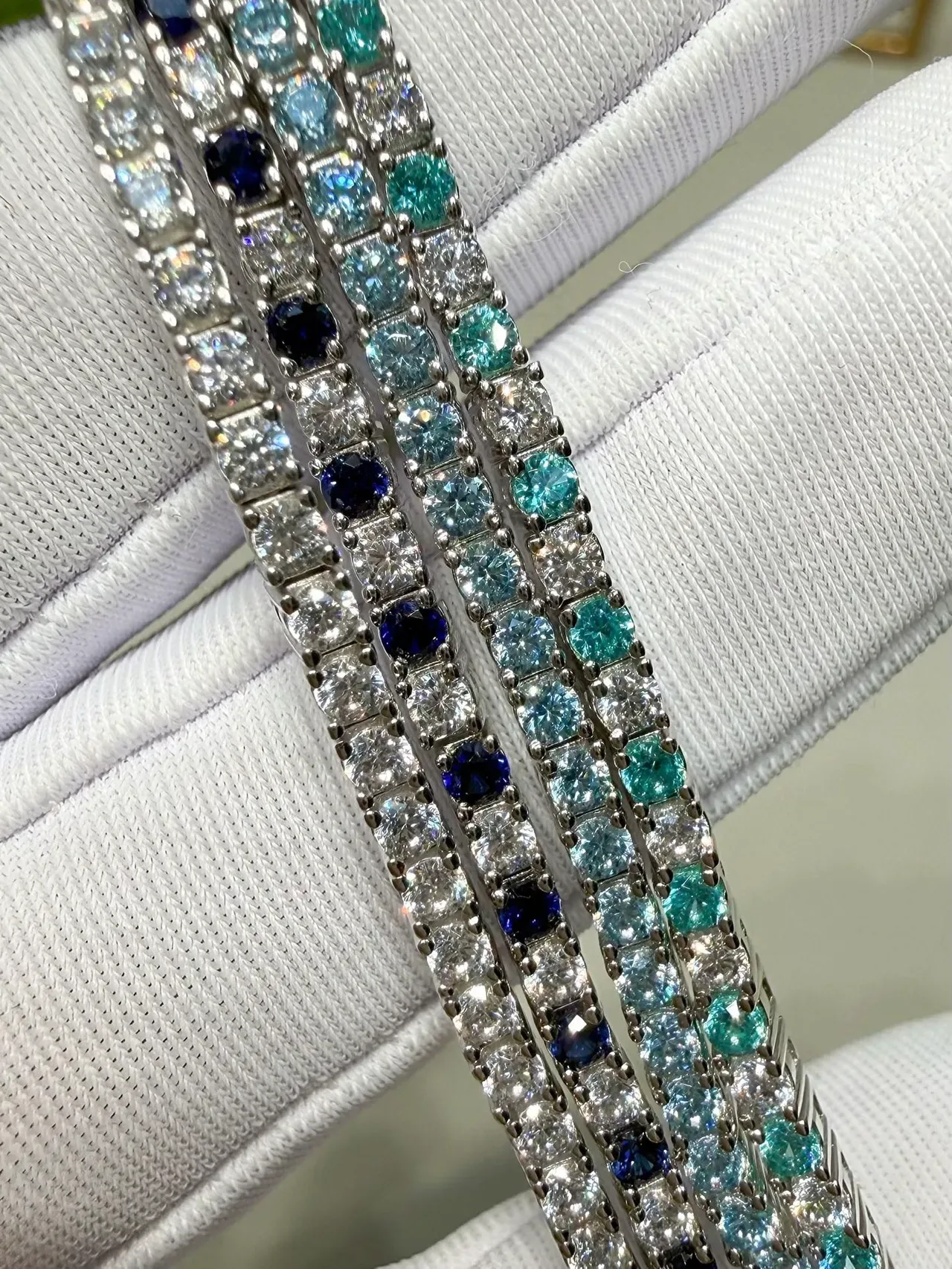 Silver Blue Channel-Set Multi-Stone Ring 2