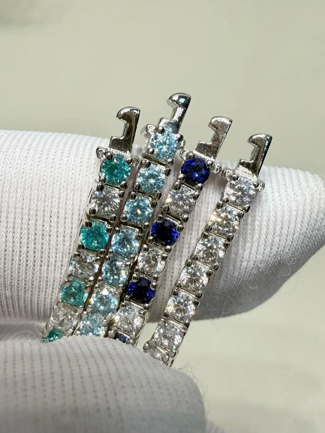 Silver Blue Channel-Set Multi-Stone Ring 3