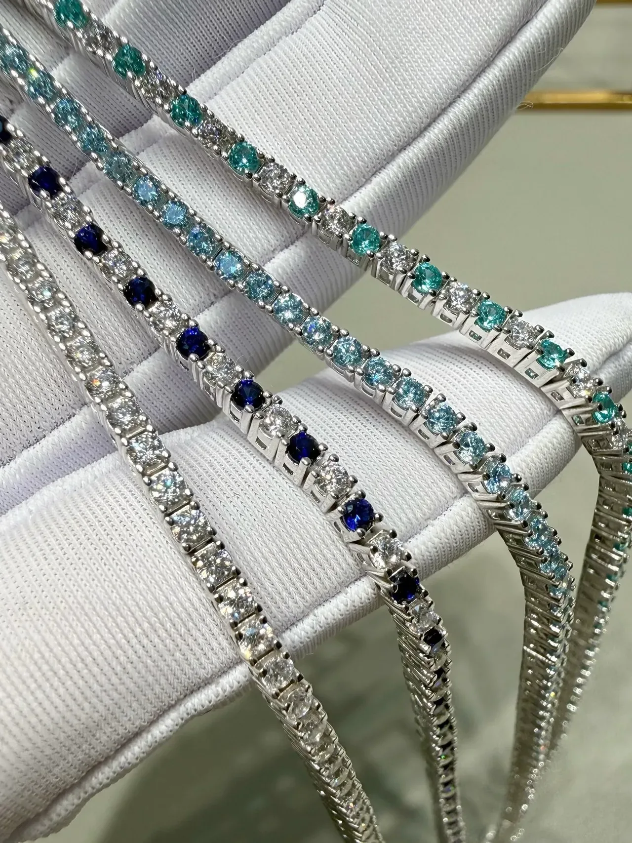 Silver Blue Channel-Set Multi-Stone Ring 8