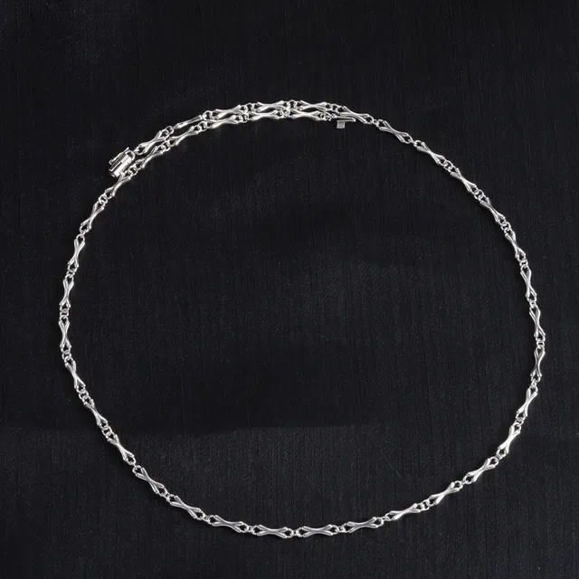 Silver Bone-Link Chain Necklace 4