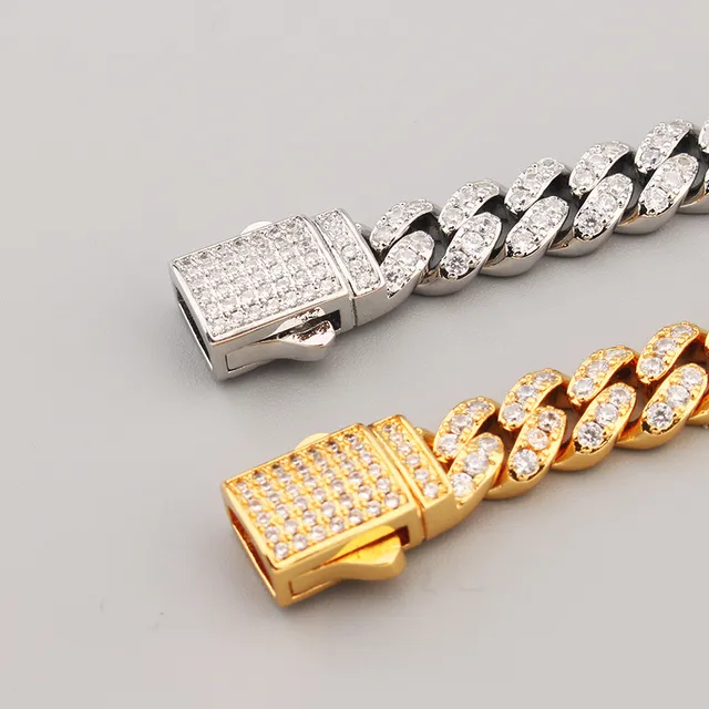 Silver Gold Curb-Link Chain Lion-Head Clasp Bracelet 6