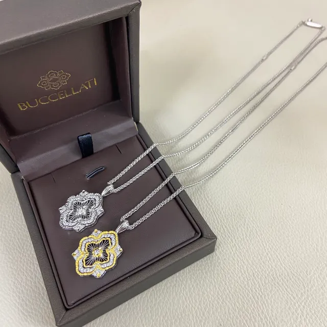 Silver Gold Floral Quatrefoil Filigree Openwork Necklace 2