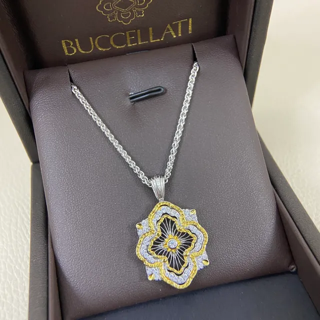 Silver Gold Floral Quatrefoil Filigree Openwork Necklace 4