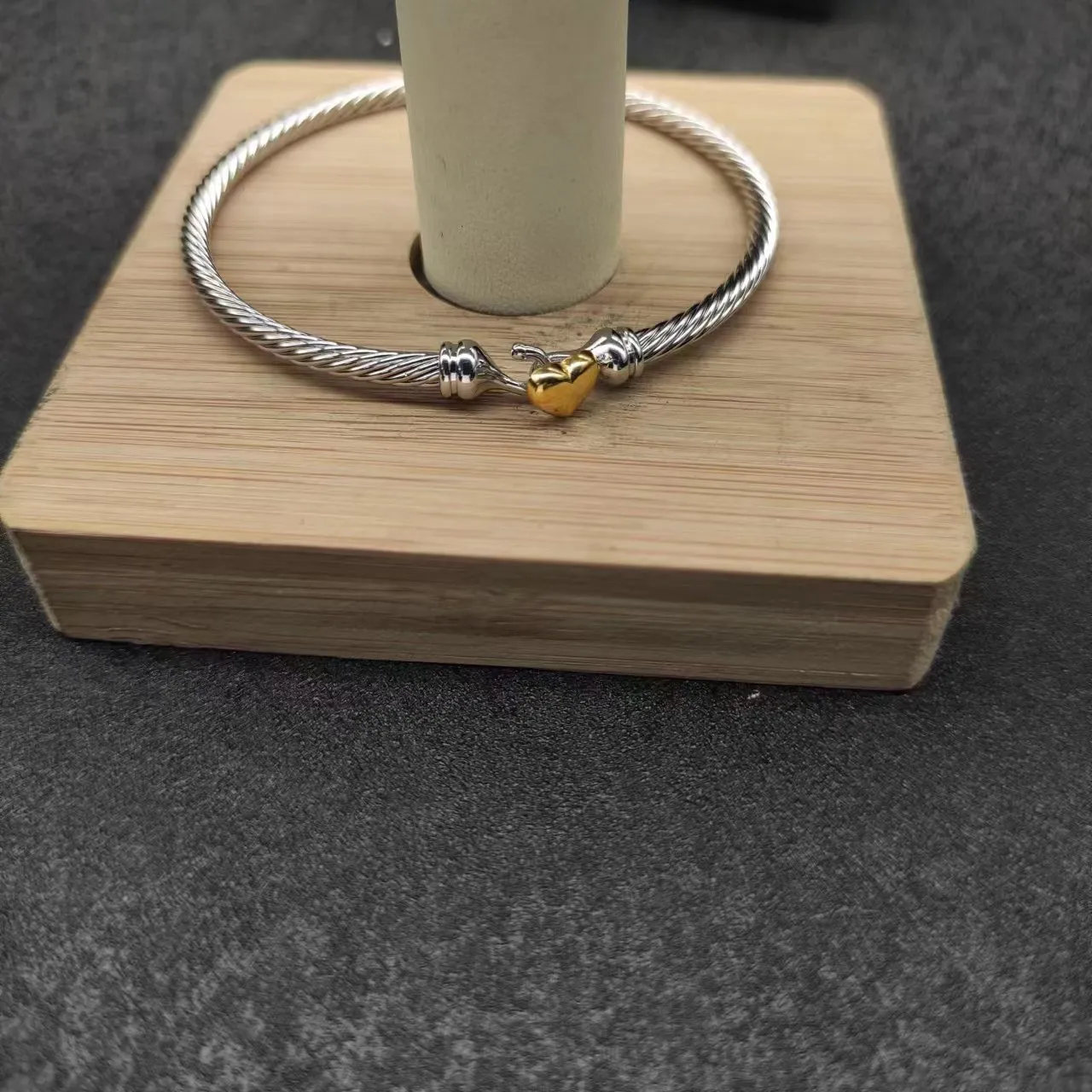 Silver Gold Twisted Cable Construction Metal Bracelet 7