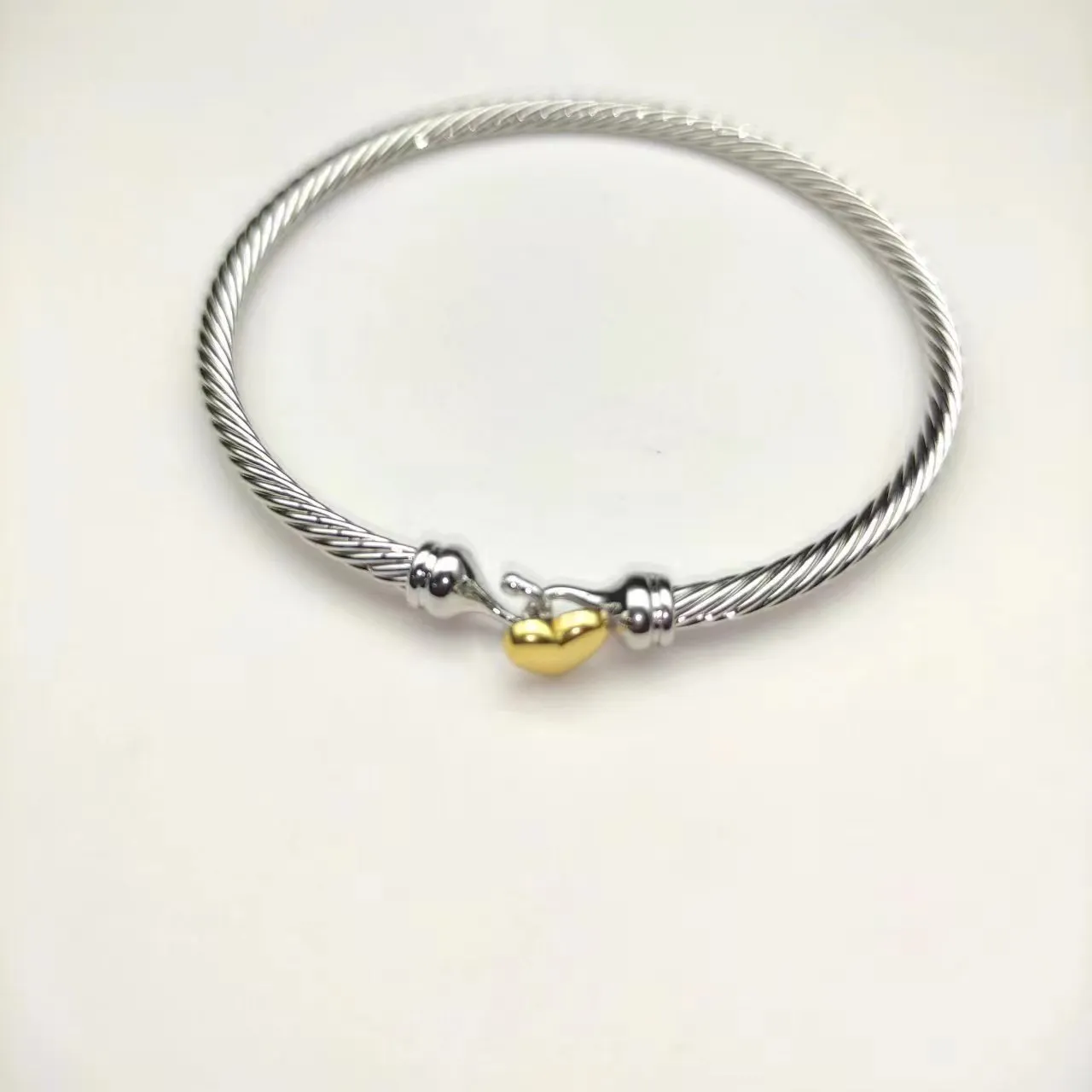 Silver Gold Twisted Cable Construction Metal Bracelet 8