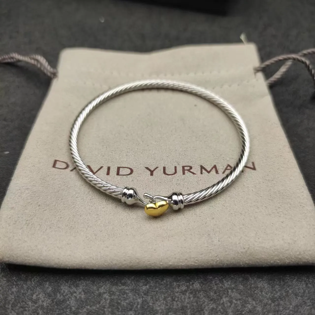 Silver Gold Twisted Cable Construction Metal Bracelet 9