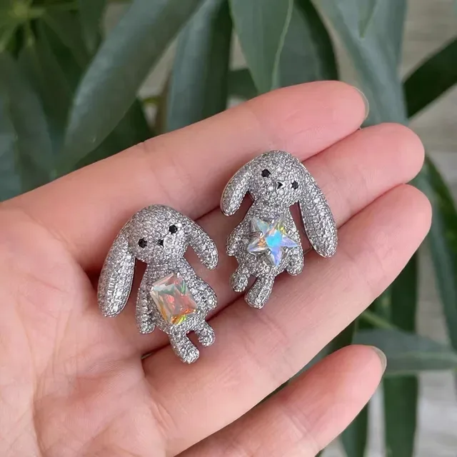 Silver Purple Rabbit-Shaped Pavé-Set Crystal Necklace 4