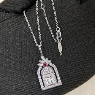 سلسلة فضية قلادة معمارية قوسية Pavé-Set ماسات أحمر