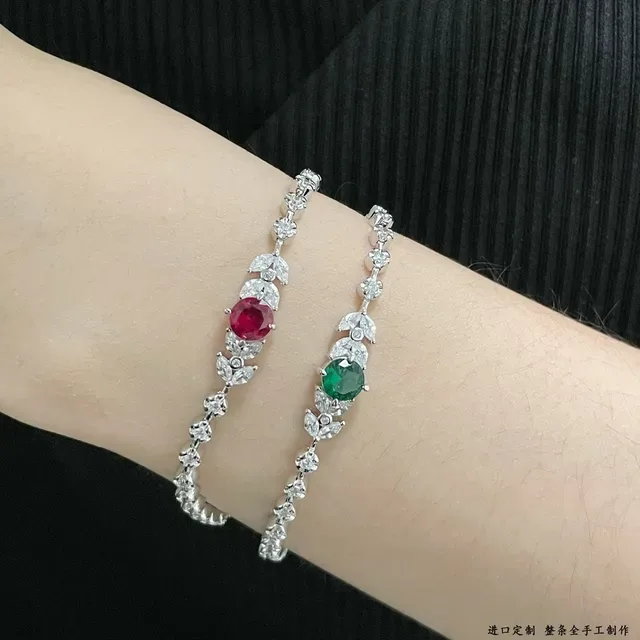 Silver Red Gem-Set Bracelet 9