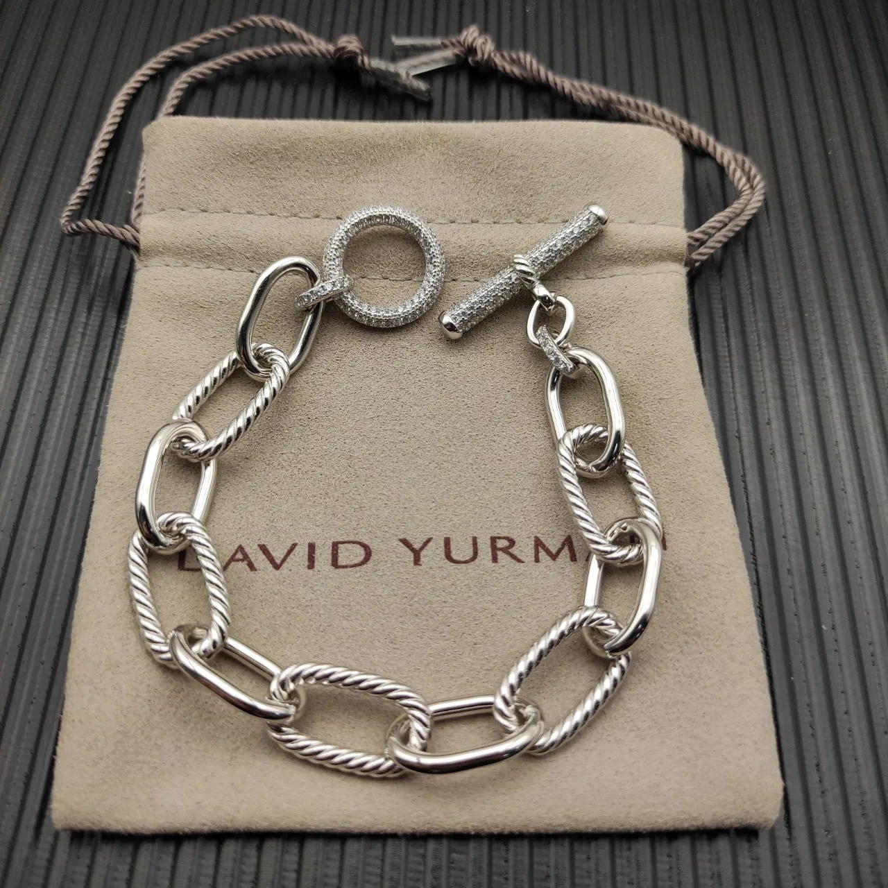Silver-Tone Mixed Oval and Rope Link Toggle Clasp Bracelet 6