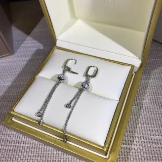 Silver-Tone Pavé Bead and Chain Drop Earrings