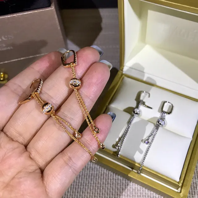 Silver-Tone Pavé Bead and Chain Drop Earrings 3