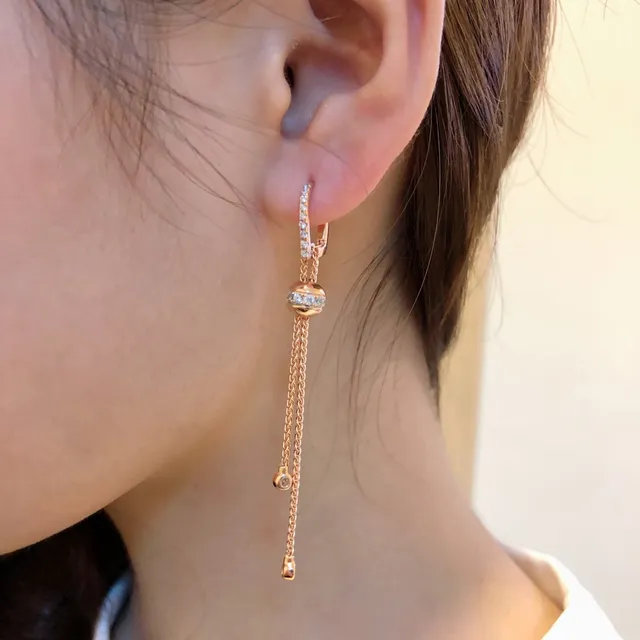 Silver-Tone Pavé Bead and Chain Drop Earrings 8