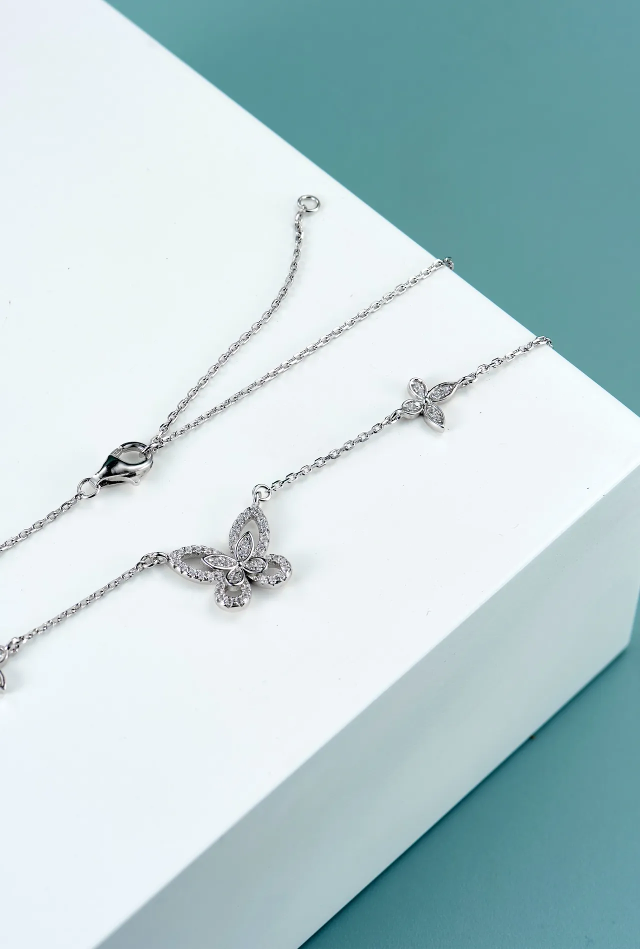 Silver-Tone Pavé Butterfly Motif Multi-Element Necklace 6