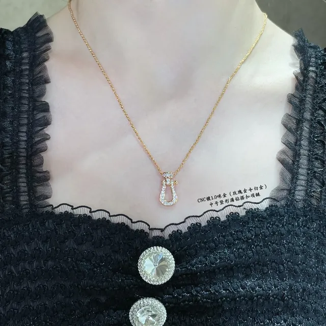 Silver-Tone Pavé Diamond-Set Vertical Clasp Pendant Necklace 9