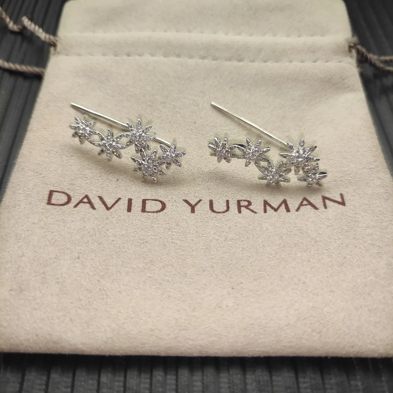Silver-Tone Pavé Starburst Flower Cluster Stud Earrings 6